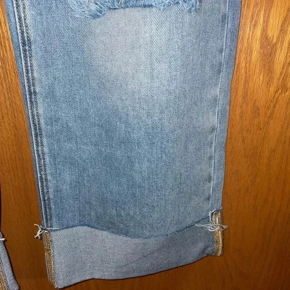 Women’s RISEN DENIM JEANS CROSS OVER DETAIL HIGH RISE WIDE STRAIGHT LEG 13/31W - Picture 8 of 14